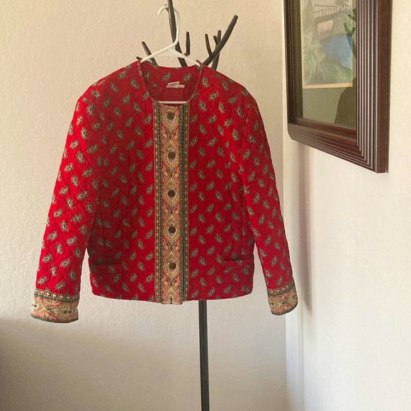 Vera Bradley Jackets & Blazers - Vera Bradley Vintage Quilted Red Jacket Size L